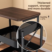 Chariot mobile pliable en bois de style médiéval soigneusement sélectionné, avec roues en fer et design carré – Idéal pour chambre, salon, rangement de collations