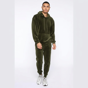 Custom Logo Winter Unisex Maternity Velvet Vintage Two Piece Set <b>Velour</b> Hooded Tracksuits Rhinestone Solid Anti-static Quick Dry - Product Image 1