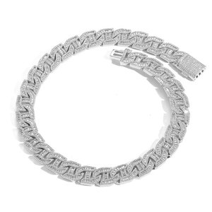 Unisex Nieuwe Sieraden 16mm Messing Miami Cuban Link <span class=keywords><strong>Box</strong></span> Sluiting Ketting Verlovingsketting Briljante Micro Insert 5A Zirkoon Charm Iced Chain - Product Image 2
