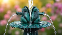 Fontaine d'eau solaire à 3 niveaux, écologique, style Art Déco, avec statue de brume pour bain d'oiseaux, en résine résistante aux intempéries, sur piédestal, pour extérieur