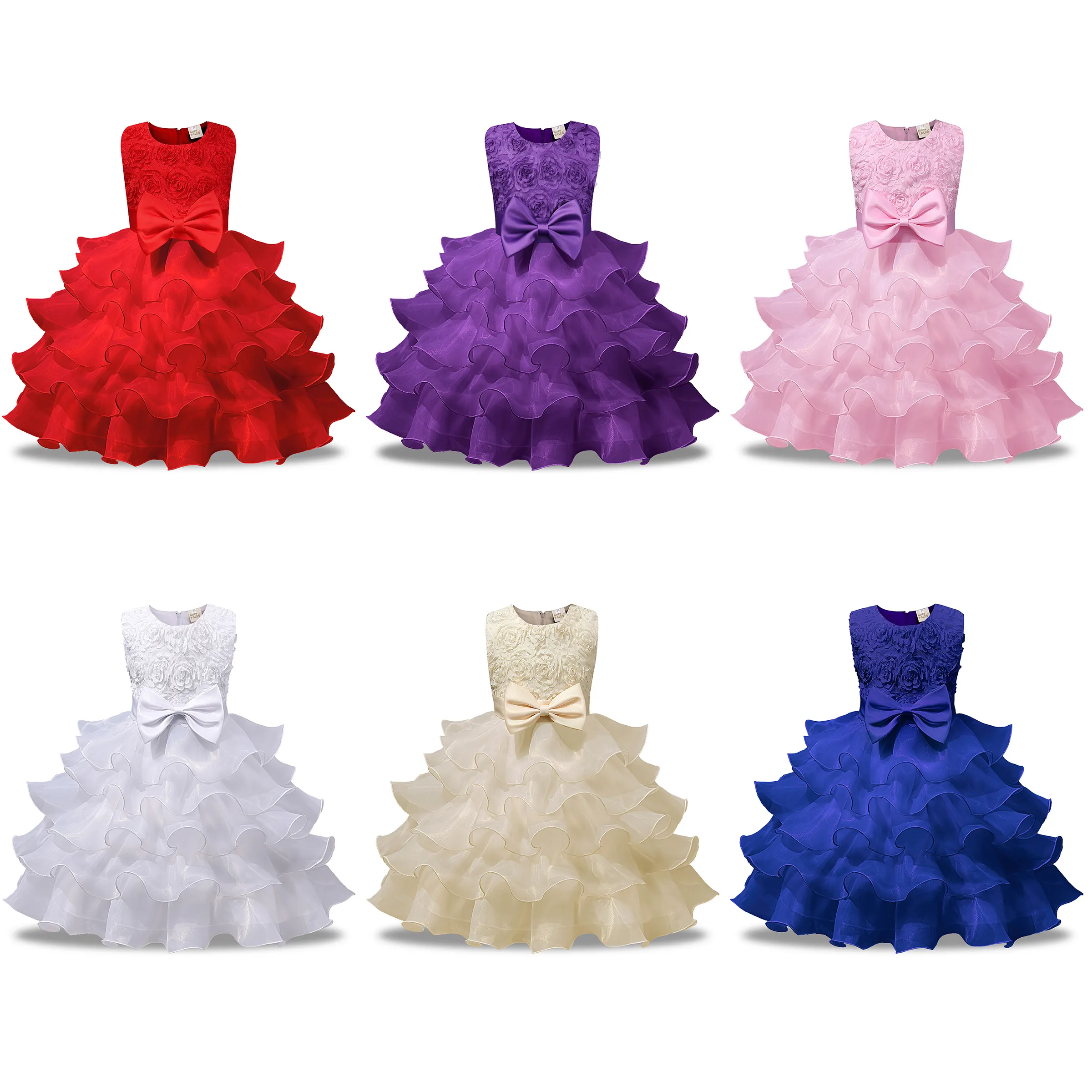 Summer sleeveless princess dress satin wholesale wedding birthday ball gown baby girl dresses party