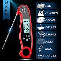 Termometer Daging Plastik Digital Tahan Air untuk Penggunaan Oven BBQ Panggangan dengan Rentang -50~300 dan Akurasi 1C