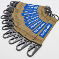 Porte-clés en sangle de nylon personnalisé avec logo, impression UV, porte-carte d'identité, clip, mousqueton, sangle, anneau métallique pour clés