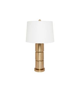 Lampe de table en fer couleur or mat avec base de couleur blanche pour hôtel - Product Image 3