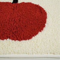 Tapis de sol en peluche à pompons motif pomme rouge de dessin animé, en tissu floqué, lavable, de forme carrée, tapis décoratif pour salon