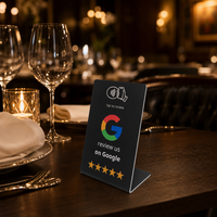 Support de table personnalisé en PVC NFC pour avis Google avec code QR de menu – Tapper ou scanner pour stimuler les avis de votre entreprise – Affichage de signes promotionnels pour réseaux sociaux