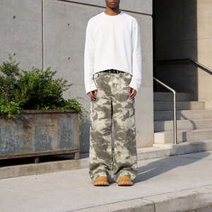 <span class=keywords><strong>Pantalon</strong></span> Camouflage 100% Coton Toile Vintage Style <span class=keywords><strong>Américain</strong></span> pour Homme Coupe Droite Ample Tie-Dye Respirant Anti-Plis - Product Image 3