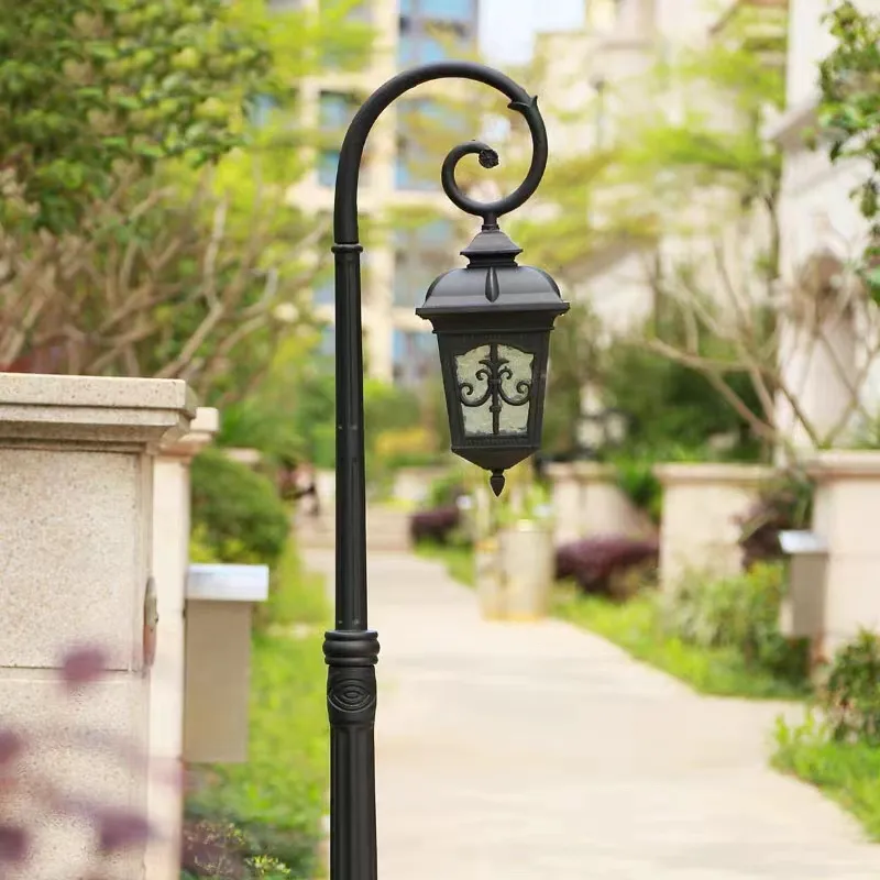 야외 클래식 유럽 스타일 방수 LED 정원 조명 골동품 가로등 및 기둥 알루미늄 정원 램프 포스트