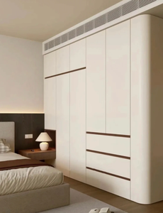 Armoire de chambre moderne en bois avec design d'<span class=keywords><strong>angle</strong></span> arrondi pour un confort instantané et doux pour l'ameublement de la maison - Product Image 5