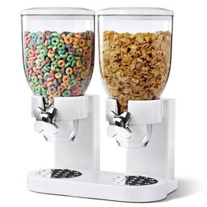 <b>Large</b> Capacity Double Kitchen Dual Control Dry Cereal Dispenser Storage <b>Boxes</b> Food Container Round - Product Image 5