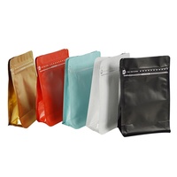 Sacs d'emballage refermables à fermeture éclair de 250g en stock pour snacks, grains de café, noix, thé – Sacs à huit soudures en film mat avec feuille d'or