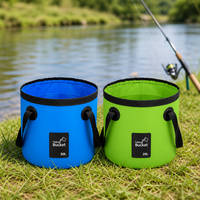 Seau pliable personnalisé avec logo, 20 L, sac à eau en PVC imperméable avec poignée noire, essentiels de voyage pour le camping, la pêche, le lavage de voiture