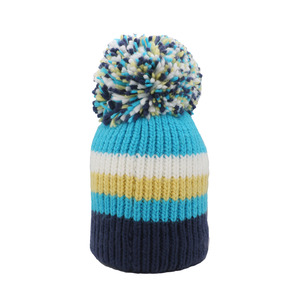 Gorros de Invierno Cálidos de Color Brillante Personalizados OEM, Gorro de Punto Acrílico 100% con Pompón Grande y Etiqueta Tejida con Logotipo - Product Image 2