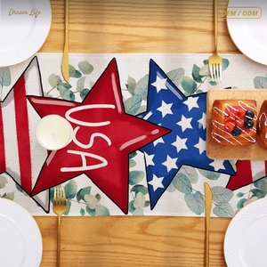 Nuovo Runner da Tavola 2026 per il Giorno dell'Indipendenza, Stampa a Righe Stile Americano, Personalizzabile, Decorazione per la Casa, Lavabile in Lavatrice - Product Image 2