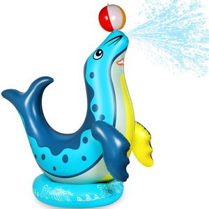 Inflatable Sea Lion Water Spray Toy For Kids Outdoor Play With Ball And Water Jet Feature - Product Image 1