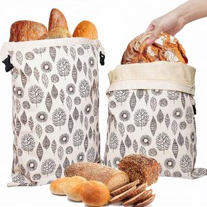 Sac en tissu réutilisable pour le stockage des aliments, en lin biologique avec cire d'abeille, pliable, avec longues poignées, pour pain fait maison au levain, 13 x 17 pouces - Product Image 1