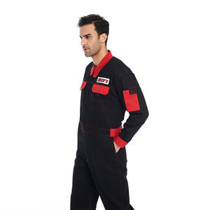 Рабочий комбинезон с длинными рукавами, красно-черный, двухцветный, цельный, спецодежда - Product Image 3