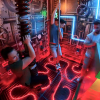 Parcours d'obstacles interactif personnalisé pour défi d'équipe immersif en intérieur, accessoires de jeu d'activation pour divertissement