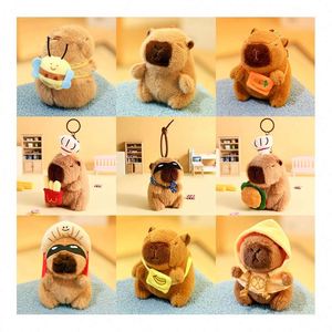 Capybara Strawberry Hat Simulation Turtle Backpack Plush Capybara Stuffed Animal Keychain Papa Hand <b>Circle</b> <b>Ring</b> Doll Unique Toy - Product Image 3
