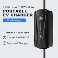 Chargeur EV portable 7kW 11kW Type 2 avec sac de transport et adaptateurs multi-prises pour l'Europe, les hôtels, l'hôtellerie et les maisons d'hôtes