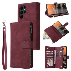 Étui portefeuille multifonctionnel à fermeture éclair en cuir PU magnétique pour téléphones mobiles S20, S21, S22, S23, S24 Plus et Ultra (modèle 2026) - Product Image 2