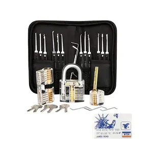 cards and 3 transparent locks 17 piece locksmith gift training set lockpicking tools extractor locksmith picks