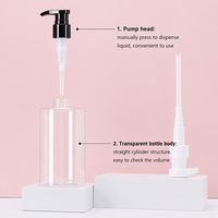 Bouteilles cylindriques vides en plastique de 1 litre avec logo personnalisé pour shampoing, après-shampoing et savon liquide cosmétique, en vrac