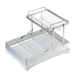 Stainless Steel Dish Rack With <b>Tray</b> Quick Dry Countertop Sink Draining Rack <b>Large</b> Size Square Shape - Product Image 1