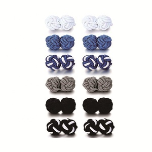Mancuernillas <span class=keywords><strong>de</strong></span> Cuerda Elástica <span class=keywords><strong>con</strong></span> Nudo Trenzado para el Día del Padre, Disponibles en Textiles y Artesanías - Product Image 1