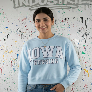 IOWA NURSING SKY BLUE Hooded <b>Sweatshirt</b> 100% Cotton Applique Embroidery Winter CLUSH SPORTS - Product Image 1