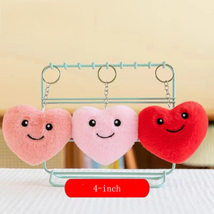 Llavero de Peluche Personalizado con Forma de Corazón, Tela de Velour Europea, Colgante de Cara Sonriente, Cuatro Pulgadas, Peluche Suave de Imitación de Visón, Regalo de San Valentín - Product Image 4