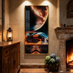 Decoración de Pared Personalizada de Fábrica, Impresión HD, Paisaje Lunar, Entrada, Sala de Estar, Pintura de Porcelana de Cristal LED - Product Image 5