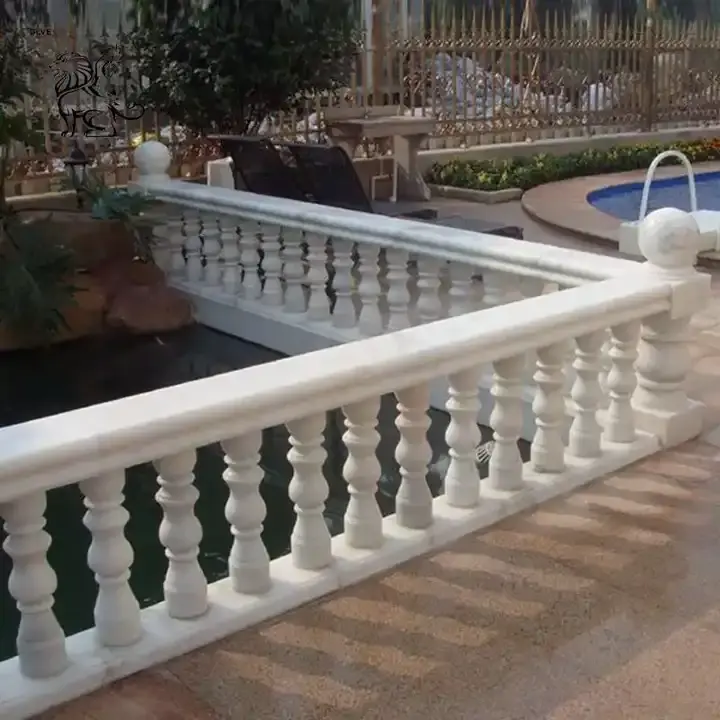 BLVE House Balcony Decorative European Style Outdoor Garden Baluster Railing Pillars White Marble Handrail