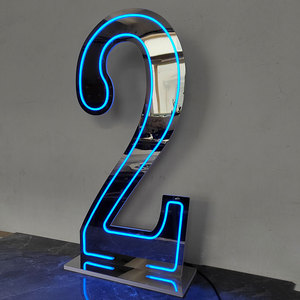 Nhà máy tùy chỉnh bữa tiệc sinh nhật lớn kim loại vàng <span class=keywords><strong>3D</strong></span> chữ lớn 3ft 4ft marquee số đứng với RGB neon ánh sáng cho sự kiện bên - Product Image 3