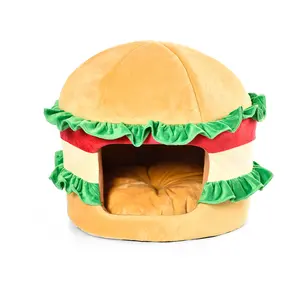 Tikar Dapat Dilepas Mewah Penjualan Laris Hamburger Bentuk Sandwich Tempat Tidur Hewan Peliharaan Rumah Kandang Kucing Anak Anjing Nyaman
