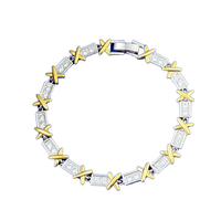 Bracelet croix en argent sterling S925, moissanite, bicolore, entièrement pavé, design luxueux, bijoux fins pour femmes, cadeau