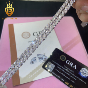 ヒップホップスタイル5mm S925 MoissaniteキューバチェーンパスダイヤモンドテスターVVS MoissaniteネックレスシルバーGRA付き - Product Image 5