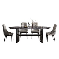 Table à manger moderne noire en marbre de fabrication chinoise, table à manger ovale, salle à manger