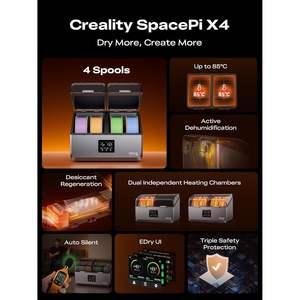 Caja Secadora de Filamento Creality SpacePi X4, 4 Bobinas, Cámaras de Calentamiento Dobles, Almacenamiento a 85°C para Filamento de 1.75mm - Product Image 2