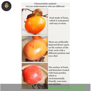 EV 691, venta al por mayor, espuma de frutas artificiales, <span class=keywords><strong>caqui</strong></span>, fruta, <span class=keywords><strong>caqui</strong></span>, fruta, bonsái para decoración del hogar - Product Image 6