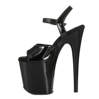 Chaussures de danse à talon aiguille de 20 cm (8 pouces) en PVC, à lacets, bout ouvert, plateforme, pour femme, été, extérieur, mariage, fête, vente en gros
