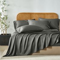 Parure de lit quatre pièces en 40 % fibre de bambou et 60 % polyester – Drap-housse, drap plat, taie d'oreiller – Style luxueux, couleur unie