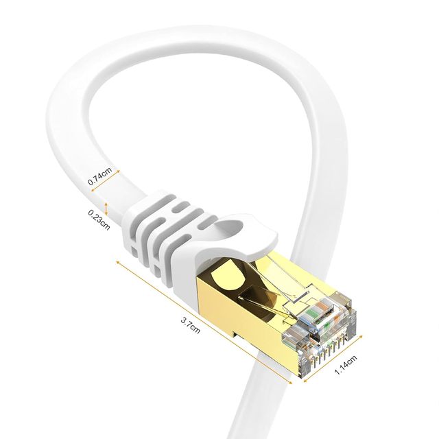 Custom Shielded Solid Conductor CCA Ethernet Cable White RJ45 UTP FTP Cat7 FLAT High-Density Bulk Network 0.5m 100m Indoor WiFi