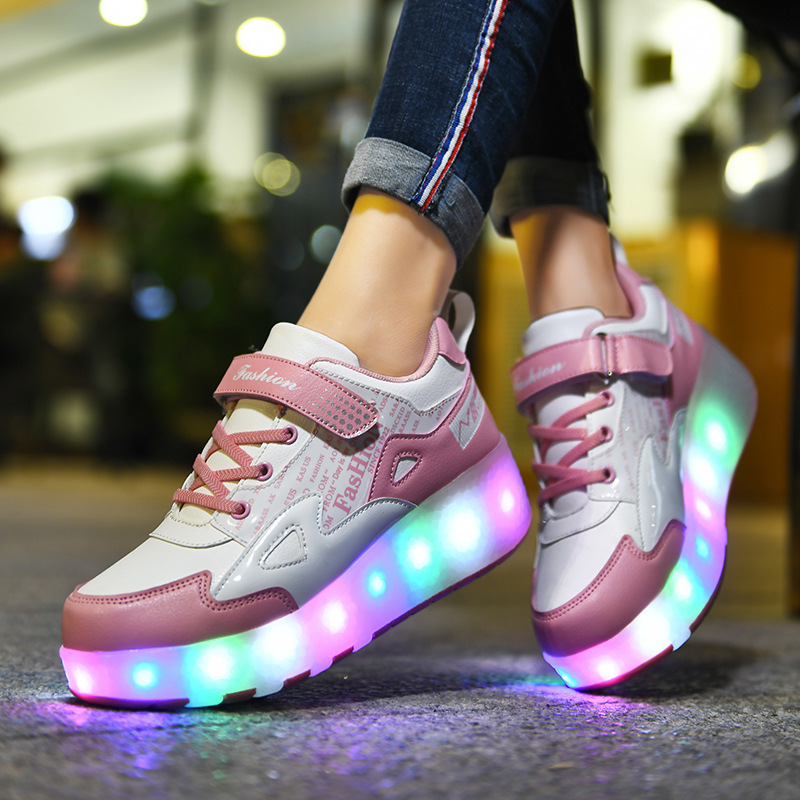 Boys & Girls LED Wheels Skates Shoes Kids 2 Wheels Flash Roller Shoe USB Charges - View #5