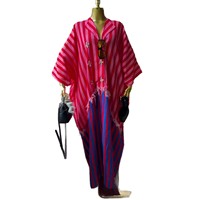 Nouvelle Collection Été 2026 – Élégante Robe Longue Ample Rayée en Polyester Style Dashiki à Double Boutonnage et Col Rabattu pour Femme – Vente Transfrontalière