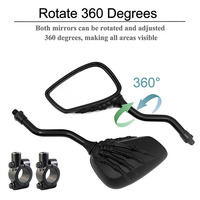 Miroir latéral de rétroviseur arrière en métal noir distinctif de 8 mm 10 mm en forme de crâne de squelette pour vélo, moto, scooter, cyclomoteur