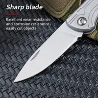 Couteau pliant EDC en alliage de titane, couteau de poche tout acier avec porte-clés, kit de survie multifonctionnel pour le camping et les activités de plein air – Offre Spéciale