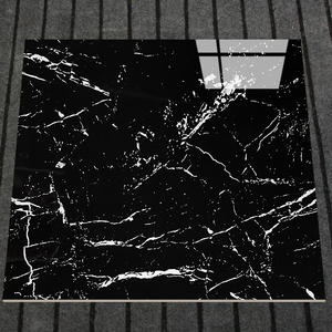 Carrelage en porcelaine de luxe 60x60, aspect marbre noir brillant, pour sols et murs intérieurs, salle de bain, décoratif - Product Image 2