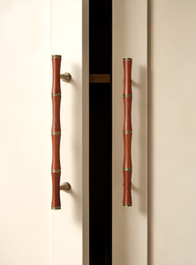 Poignées de placard en laiton massif style bambou, poignées de meuble de cuisine de luxe en bois de noyer et bois de rose, boutons de tiroir en T en bois - Vente chaude - Product Image 4
