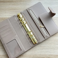 Protège-cahier en cuir végétalien A5, organiseur personnalisé de luxe, classeur à 6 anneaux dorés, classeur A6 rose, portefeuille Pebble